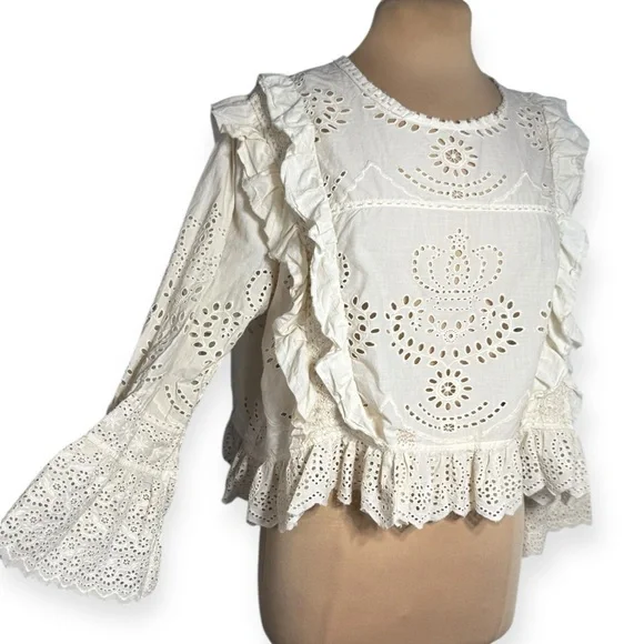 Magnolia Pearl Hermione Eyelet Blouse TOP 2194-MOON-OS - Picture 4 of 16